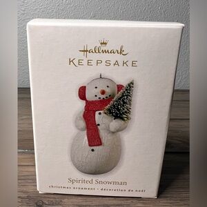 Hallmark Keepsake 2010 Christmas Ornament “Sprited Snowman with tree & Red Scarf